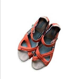 Ecco Orange Leather Open Toe Sandal